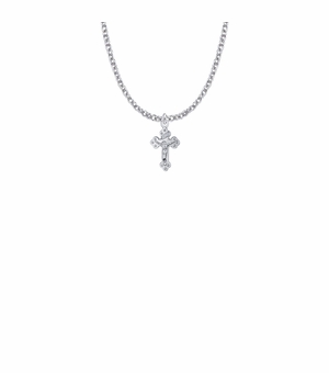 5/8 Inch Sterling Silver Small Budded Ends Crucifix Necklace